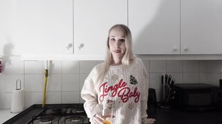 Hawt Small Hot Hotty in the Kitchen Masturbates on Christmas Day for Priceless Luck and Gratification