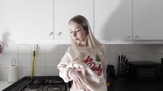 Hawt Small Hot Hotty in the Kitchen Masturbates on Christmas Day for Priceless Luck and Gratification