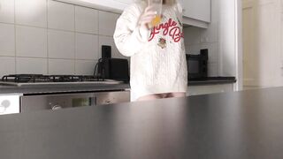 Hawt Small Hot Hotty in the Kitchen Masturbates on Christmas Day for Priceless Luck and Gratification