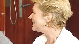 Super steamy bang scenes at the pub with the aged blond sucking schlong on a table and banged