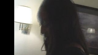 Ebony woman swallows large weenie in her throat and vagina