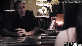 Large bazookas cheating cougar gets manipulated and pounded by excited aged priest