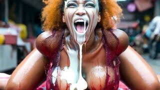 That babe Bites Apple in Public, Cum Pours Out
