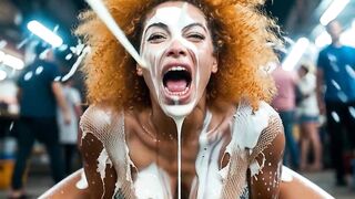 That babe Bites Apple in Public, Cum Pours Out