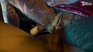 Tattooed Gal Got Caught Banging Herself with a Large Toy, ANAL, BJ, Spunk fountain