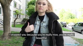 Public Agent Hawt blond student drilled doggystyle in forest for money