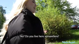Public Agent Hawt blond student drilled doggystyle in forest for money