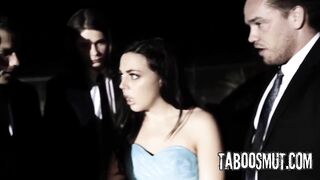 Brunette hair Teen Student Have Group Sex Outdoors