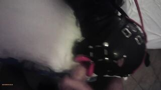 mother I'd like to fuck hogtied in latex and high heels with a lip open throat gag POV. Great throat banging action