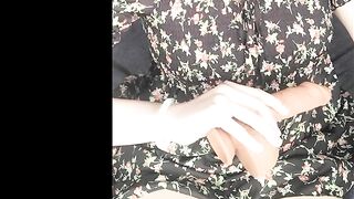 Marvelous lil shemale DaniTheCutie holds a thick sex toy in her constricted booty this Christmas