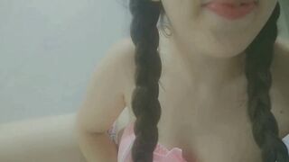 teasing sex-toy play cute student alone at home