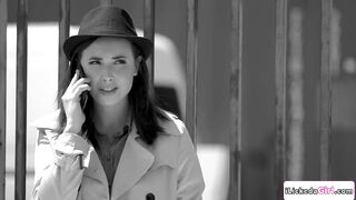 Detective Casey Calvert is having sex with lesbo witness Kristen Scott in swap for information.Shes fingering her after having her snatch licked.