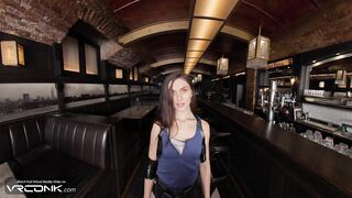 VR Conk: Slim Chick With Hairless Snatch Sucks and Rides a Biggest Schlong in Resident Cruel Cosplay Porn