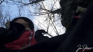 Homo Oriental twink Jon Arteen wanks outdoor winter risky, ruined climax, large jizz flow cleans jizz haunch