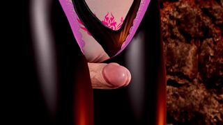 Sexy Succubus with Large Bazookas in Oil - Thighjob Teasing for Large Weenie in Leather Leggings, POV Staircase Doggy Style Sex