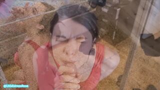 Sinless cutie in red costume massive cum facial