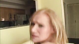 Top-class Golden-haired Sips Cum After Sexy Anal Sex with Ebony Chap