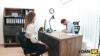 LOAN4K. Teen bitch Una Fairy likes coarse office screw and loud groaning for loans