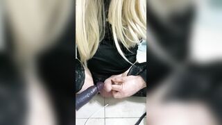 Sissy Sexually excited Crossdresser with little dick cuckold by wife and BBC BBC