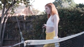 Redhead teen Medi Collins screws with her tennis trainer