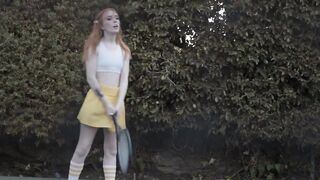 Redhead teen Medi Collins screws with her tennis trainer