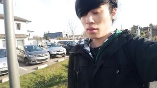 Jon Arteen takes his twink shlong outside, pees in a lake and suddenly feels the urge to masturbate