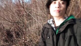 Jon Arteen takes his twink shlong outside, pees in a lake and suddenly feels the urge to masturbate