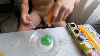 ASMR, slime and groans becoming greater amount and greater amount despairing for climax!