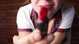 The schoolgirl is going to train him a lesson