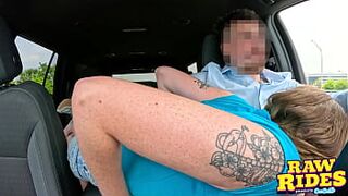 Cute Sexually excited College Redhead With Ass Plug Masturbates And Blows Car Driver For Free Ride