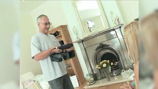 Tanned Golden-haired Carmel Moore Sucks Penis During Her Snatch to Throat Banging