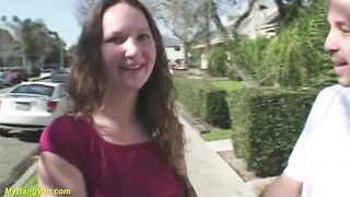 Curvy teen 1st time screw van banged