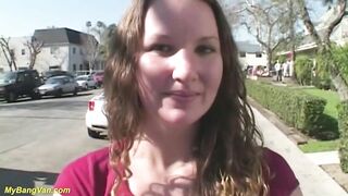 Curvy teen 1st time screw van banged