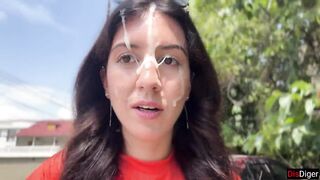 Insane Hotty Sucking Wang in the Bushes - Giant Facial Public Cumwalk