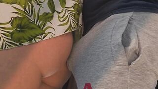Forbidden Public Touch: Stranger Gropes Her Taut Booty and Fills Her Pants with Cum on Public Bus