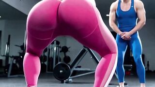 angel trainin in gym with lycra leggings