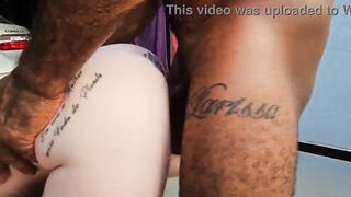 Sexy sex between allies ends with Albina's booty ripped open and leaking cum.