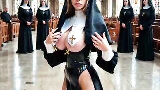 A Hawt nun is serving in the church 1 (AI-generated) (No live-action) (NSFW)