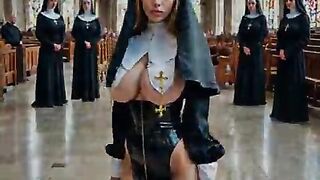 A Hawt nun is serving in the church 1 (AI-generated) (No live-action) (NSFW)