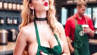 A Hawt waitress in a café 1 (AI-generated) (No live-action) (NSFW)