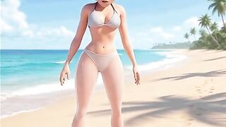 The astounding mama puts on her purple bikini