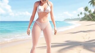 The astounding mama puts on her purple bikini