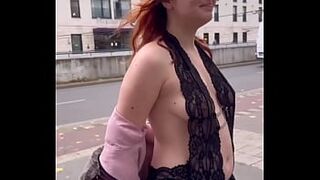 Excited look walk outdoor