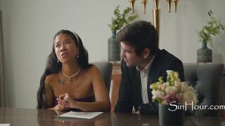 Newly Wed Pair Put On A Show For Their Witnesses..