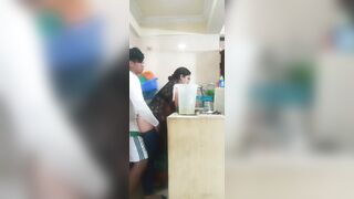 Maid drilled by her boss, my wife nearly caught us