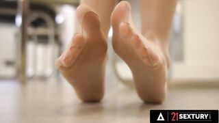 Sybil’s Flawless Nylon Soles & Red Nails Entice Him Wild