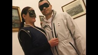 Youthful Breasty Masked Secretary Banged Doggy Style and Cummed on Back by Biggest Amateur Ramrod