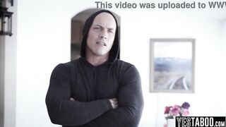 Lewd manipulative guy breaks in to a large titties MILFs abode and bangs her hardcore in there