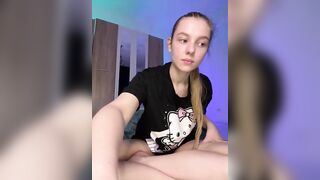 Exposed golden-haired banging
