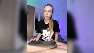 Exposed golden-haired banging